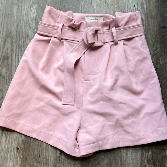 idem ditto Pants - Baby Pink High Waisted Paper Bag Shorts